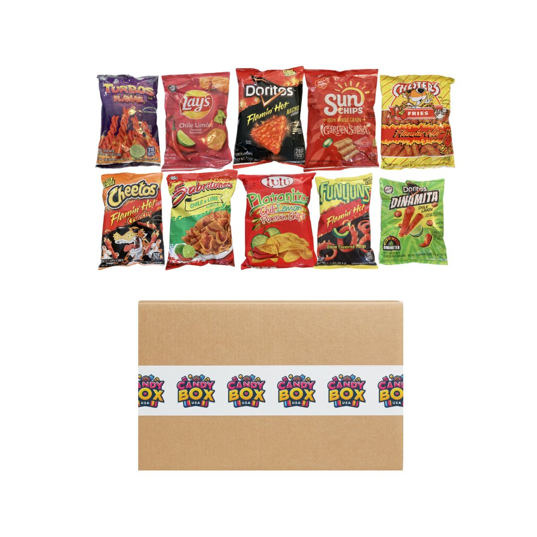 CANDY BOX USA Deluxe Spicy Chips Mystery Box, 10 random treats