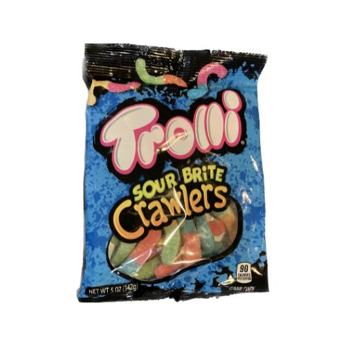 Trolli Sour Brite Crawlers, Candy, Cherry-Lemon, Strawberry-Grape & Orange-Lime, Sweet and Sour, Gummy Worms, 5 oz